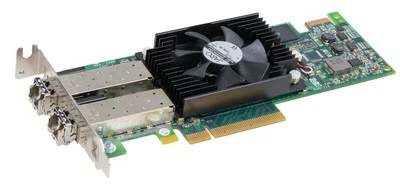 Emulex Dell LPe16002 2x HBA 16Gb/s SFP+ 0F3VJ6 F3VJ6 + 2x MM 16GbE Low Profile - Bild 1 von 3