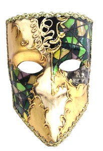CASANOVA A QUALITY ITALIAN FULL FACE MASK FEATURES A LANDMARK, GREEN MOSAIC - Picture 1 of 3