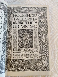 Household Tales By Brothers Grimm Vintage 1920 Hardcover Book By Dent And Sons - Foto 1 di 16