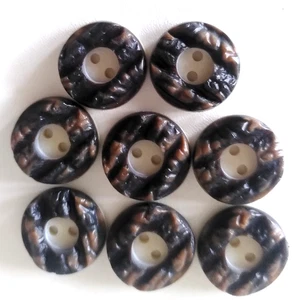 8 Trachtenknöpfe Hirschhorn Optik Braun 2 Loch Knöpfe 20 mm Kunststoffknöpfe - Bild 1 von 4