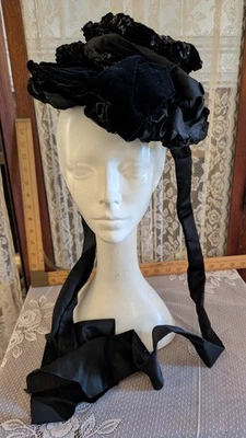 Antiguo sombrero topper vintage de terciopelo negro con lentejuelas John Wanamakers tlc como está Foto 1 de 4