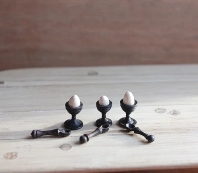 Dolls House 1:12 Egg Cup Set OOAK By PigeonOak - Image 1 of 4