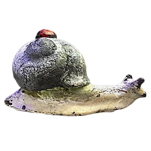 Vintage Miniature Metal Snail Figurine Statue 3” Rustic Decor Collectible - Picture 1 of 5