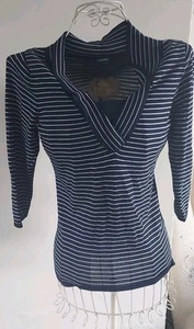 Gerry Weber Women's Navy White Nautical Stripe Stretch Top Size 10 Uk - Picture 1 of 10
