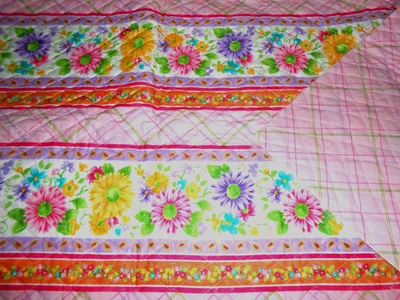 Pre-Quilted Double-Sided 1 Yard X 44" Pink Multi Floral Nursery Fabric # 60 - Image 1 of 4