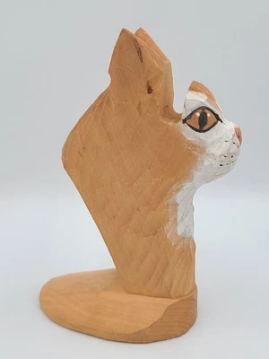 Porta-óculos Peepers gato gatinho gatinho laranja madeira malhada esculpida à mão - Imagem 1 de 3