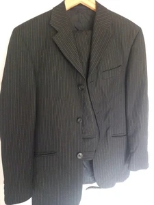 REMUS UOMO® pin stripe Wool Mix 2-Pcs Suit - 36R/36R SRP £310 black blazer coat - Picture 1 of 6