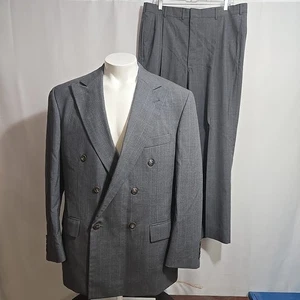 Polo University Club By Ralph Lauren Suit Approximate Size 46 R Gray Pinstripe - Picture 1 of 16