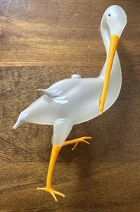 SELTEN VINTAGE DE CARLINI VOGEL STORCH KRANICH ITALIENISCHES MUNDGEBLASENES GLAS ORNAMENT - Bild 1 von 11