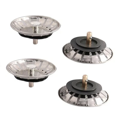Domestico Kitchen Lavello  metallo Filtro di scarico Filtro tappo argentato 4 Pz - Immagine 1 di 2