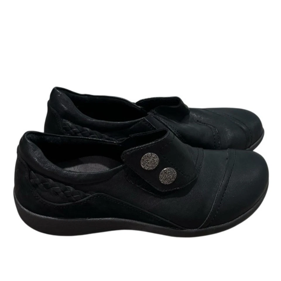 Zapato Aetrex Karina para Mujer Talla 40 9-9.5 Negro Cuero Mocasín Shootie Trabajo Informal Foto 1 de 4