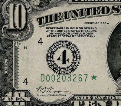 1928A $10 Federal Reserve Note Cleveland STAR REPLACEMENT Note PMG 35 EPQ (DAJ) - Image 1 of 3