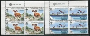 CYPRUS 1986, EUROPA CEPT, WILD ANIMALS, BIRDS, Scott 669-670 BLOCKS OF 4, MNH - Picture 1 of 1