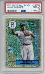 2022 TOPPS SILVER PACK #T87C62 JACKIE ROBINSON BROOKLYN DODGERS PSA 10 LOW POP - Picture 1 of 2