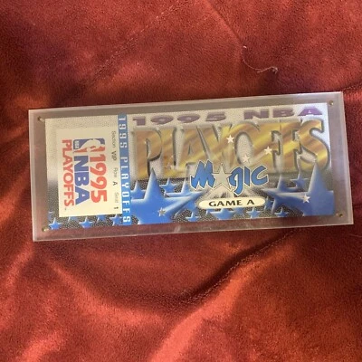 1995 NBA PLAYOFF COMMEMORATIVE TICKET VIP GAME A - PLEXI PROTECTOR ORLANDO MAGIC - Image 1 of 4