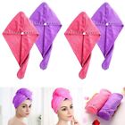 FRCOLOR Hair Drying Towel - Ultra Absorbent Hair Turban (Pink/Purple)