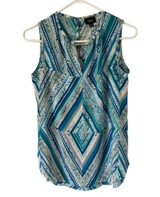 Mossimo Tank Top Womens Size XS Blue Green V-Neck Sleeveless Shirt - Image 1 of 4