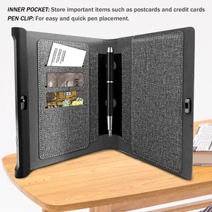 Fingerprint Lock Journal Notebook Diary Planner Wallet w/ Credit Card Pen Holder - Picture 1 of 7