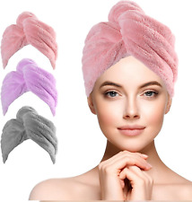 Serviette Cheveux, 3PCS Serviette À Cheveux En Microfibre Wrap Turban Absorbant,