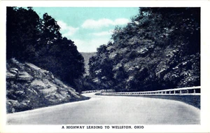 Vintage Unposted Postcard A HIGHHWAY LEADING TO WELLSTON OHIO Eagle Post Card - Bild 1 von 2