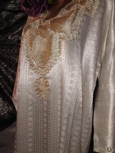 Vestido MAXI de Rayón Bordado Años 70 Étnico Hippie Boho Gitano Caftán Bata NUEVO 48 - Imagen 1 de 11