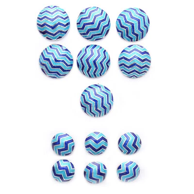 925 Sterling Silver Blue Stripped Zigzag enamel Suits Blazzers buttons 13 PCS - Image 1 of 4
