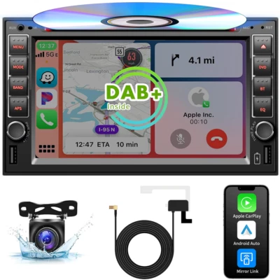 6.2'' DAB+ AutoRadio Stereo-CD-DVD-Player Wireless Carplay Android Auto+KAMERA - Bild 1 von 4