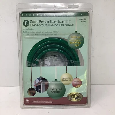 BRAND NEW #400689 3/8” Flexible  PVC 18 ft Super Bright  Green Rope Light Kit  - Image 1 of 4