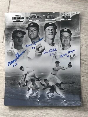 1961 BOBBY RICHARDSON TONY KUBEK CLETE BOYER MOOSE SKOWRON 8x10 SIGNED PHOTO - Image 1 of 2