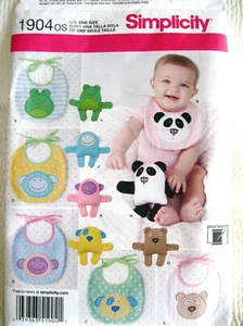 Simplicity 1904 baby BIBS STUFFED ANIMALS fabric sewing pattern Uncut 2012 - Picture 1 of 3