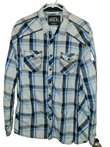 Buckle BLACK Pearl Snap Shirt Mens XL Standard Long Sleeve Button Plaid Cowboy - Bild 1 von 6