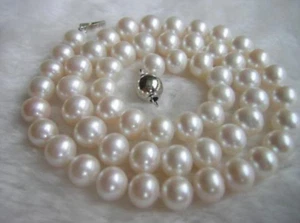 New Exquisite 8-9MM PERFECT SOUTH SEA WHITE PEARL NECKLACE 18 Inch-100" - Picture 1 of 8