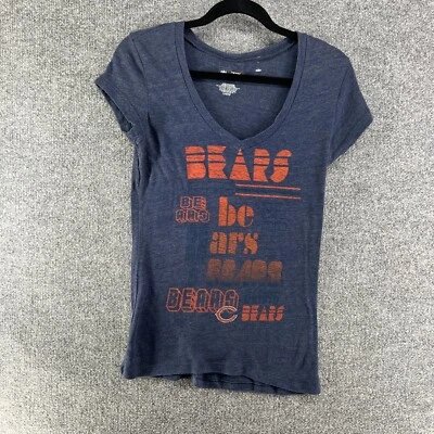 NFL Chicago Bears Shirt Womens Large Blue Vneck Tshirt Long Sleeve Tshirt - Image 1 of 4