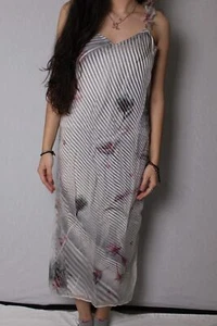 New $2900 Salvatore Ferragamo SILK FLORAL STRIPED Dress Size 42 It Made in Italy - Picture 1 of 9
