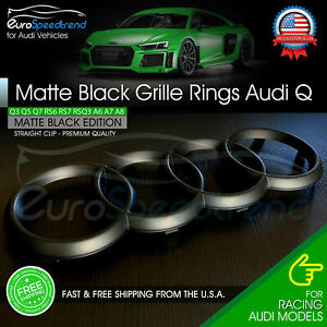 Audi Matte Black Front Grill Rings Emblem Badge Q5 Q3 Q7 A6 A7 SUV 4H0853605B2ZZ