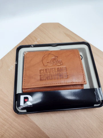 Cleveland Browns NFL Embossed Leather Trifold Wallet - Men's Brown Wallet Cover