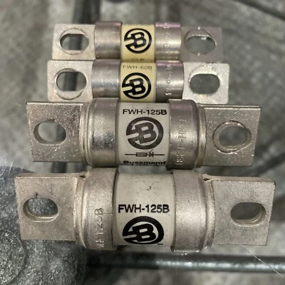 (4) BUSSMANN Fuses (2) FWH-125B FUSE 125AMp + (2) FWH-60b *FREE SHIPPING* 🇺🇸🤝 - Image 1 of 4
