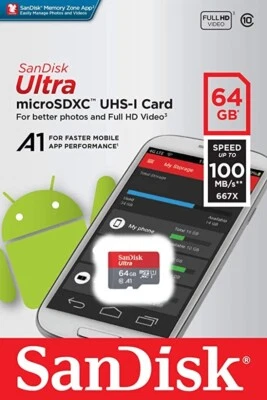 SanDisk 32GB 64GB 128GB Ultra 100MB/s Class 10 Micro SD SDXC SDHC Memory Card TF - Image 1 of 2