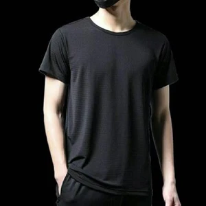 Summer Men's Loose Mesh Quick Dry Sports Casual Ice Silk Short Sleeve T-Shirt - Picture 1 of 34
