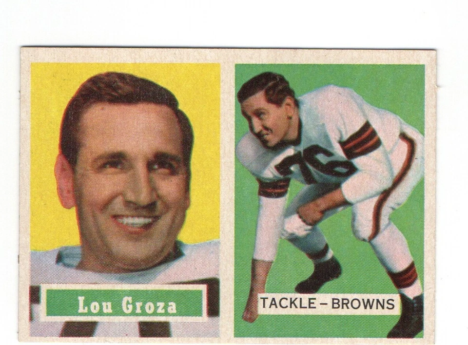 LOU GROZA CLEVELAND BROWNS #28 1957 TOPPS VG/EX+ CREASE FREE - Image 1 of 1