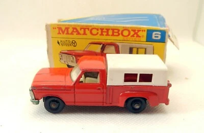 Matchbox Serie 6 Ford Pickup Cabina Made IN England, 1967 Scatola Originale Auto - Immagine 1 di 4