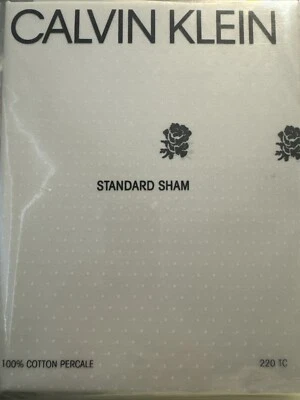 Calvin Klein Clon Estándar SHAM 100% Algodón Peinado Percal 21x27 Floral Blanco Foto 1 de 4