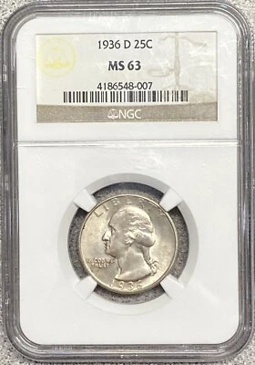 1936-D Washington Quarter --- Choice Uncirculated NGC MS63 - Image 1 of 4