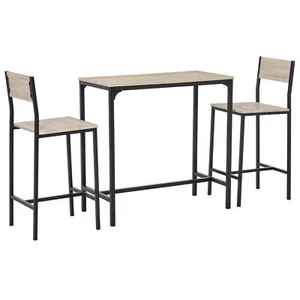 Industrial Counter-Height 3pc Bar Table High Back Stool for Dining Room - Picture 1 of 11
