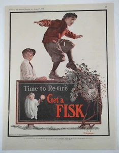 Fisk Tire 1926 Vintage Original Print Ad "Time to Re-Tire Get a Fisk" Kernan Art - Picture 1 of 8