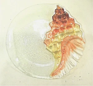 Conch Shell Art Glass plate hand painted Sea life Home decor - Picture 1 of 2
