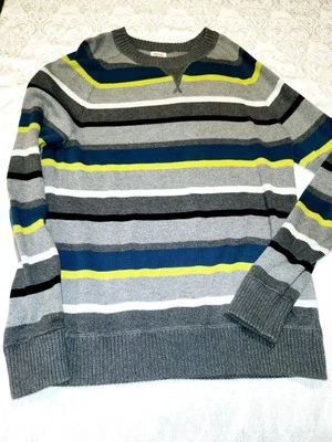 MOSSIMO SUPPLY CO Mens Pullover Crew SWEATER Blue/Gray/Green Stripe Large L  - Image 1 of 4