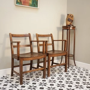 A Pair of Beech Vintage Air Ministry Chairs . 1940s GR VI - Picture 1 of 14