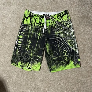 MM Elite Vintage Y2K Grunge Emo Goth Affliction-Like Boardshorts - Picture 1 of 4