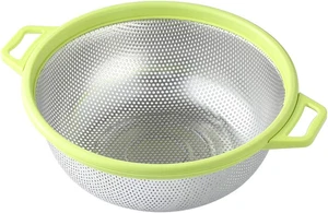 Stainless Steel Colander with Handle and Legs, Large Metal Green Strainer for Pa - Picture 1 of 12